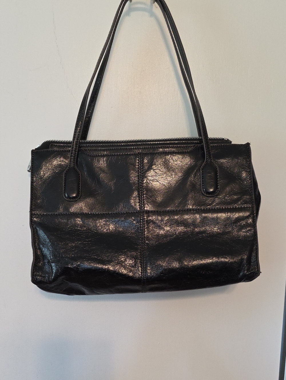 HOBO Black Leather Double-Handle Shoulder Bag